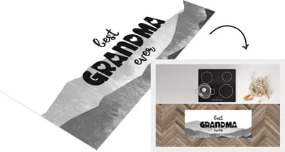 Keukenloper - Loper keuken - Oma - Moederdag - Oma cadeau - zwart wit - 120x50 cm - Keukenloper vinyl