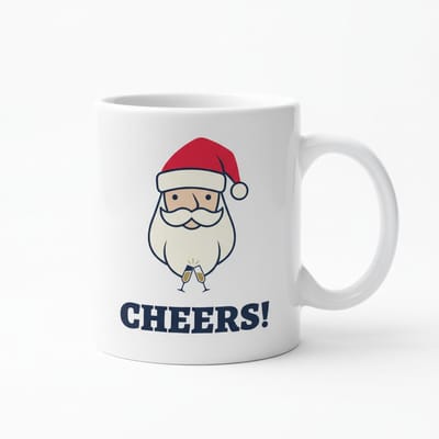 Kerst Santa Cheers Mok – Feestelijke 330 ml Koffiebeker met Schattig Holiday Design