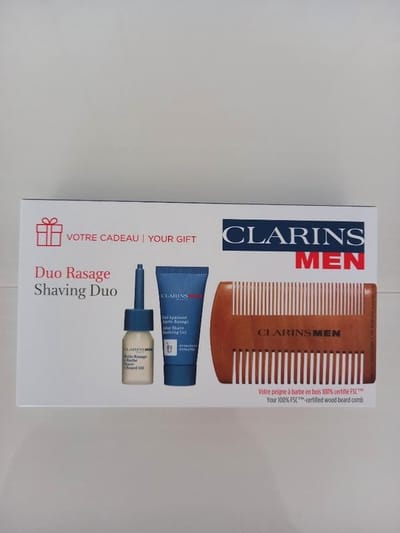 Clarins Men Shaving Duo set + Comb - Shave Oil 3 ml + After shave Gel 5 ml + Wood beard Comb
