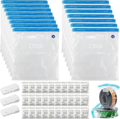 Famanu – Vacuümzakken voor filament - vacuümzakken voor filament met 30 vochtwerende middelen - 3 afdichtingsclips voor PLA ABS TPU opslag (34 x 30 cm)