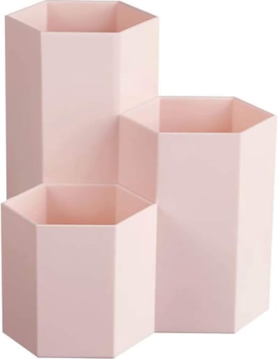 Creatieve zeshoekige multifunctionele pot voor het opbergen van make-upkwasten, kwasten, pennen, schrijfwaren, kantoordecoratie, roze