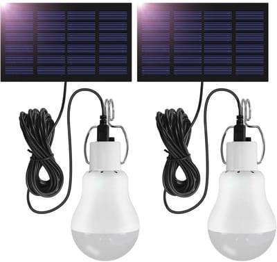GELLDG 2 stuks oplaadbare LED-lampen - 3W - Hangende LED-buitenlamp - Met 3,45 m kabel - Draagbare lamp op zonne-energie - Geschikt voor vissen, kamperen, noodgevallen en tuinieren