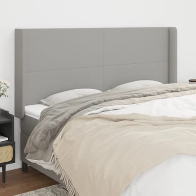 vidaXL - Hoofdbord - met - randen - 183x16x118/128 - cm - stof - lichtgrijs