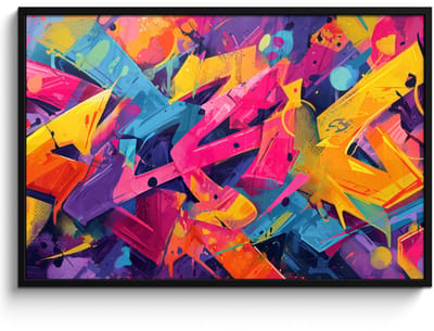 Poster in lijst - Fotolijst 120x80 cm - Posters - Abstract - Vormen - Kleurrijk - Posterlijst zwart - Decoratie - Wanddecoratie woonkamer - Muurdecoratie slaapkamer
