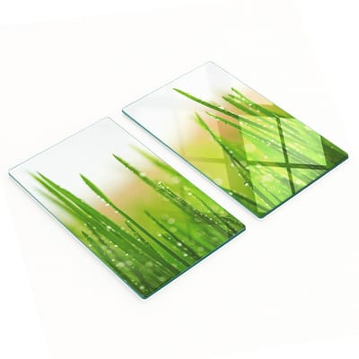 Multifunctionele decoratieve glazen borden met grasprint 2x30x52 cm