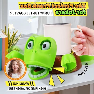 Leuke Schildpad Onderzetters, 3D Geprinte Onderzetters voor Koffie, Bier en Wijn met Grappige Uitdrukking en Opheffende Ledematen