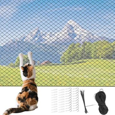Kattennet Balkon - Huisdier Beveiliging - Veilig Terras - Inclusief Bevestigingsmateriaal - 300x200cm - Zwart
