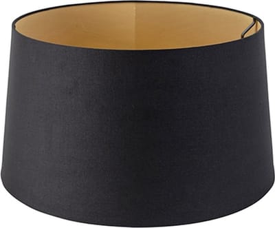 QAZQA rond schuin katoen - Moderne Lampenkap - Ø 400 mm - Zwart Goud -