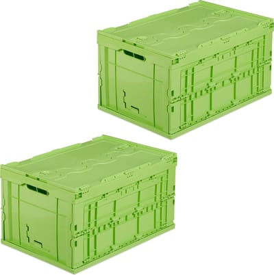 2x vouwkrat - 60 L - boodschappenkrat - stapelbaar - groen
