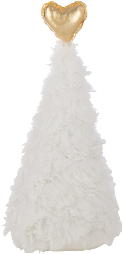 J-Line decoratie Kerstboom Hart - polyresin - wit/goud - small