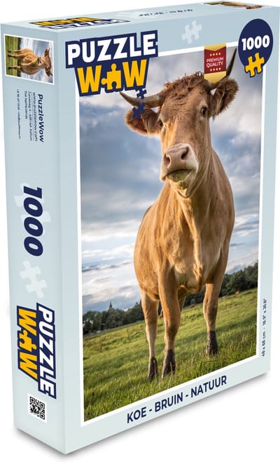 Puzzel Koe - Bruin - Natuur - Legpuzzel - Puzzel 1000 stukjes volwassenen