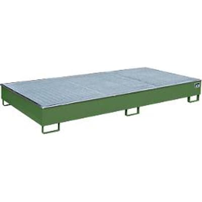 Bauer Etagebak RW-GR 2700-2 PE, met PE inzet, met rooster, L 2665 x B 1315 x H 305 mm, reseda groen RAL 6011