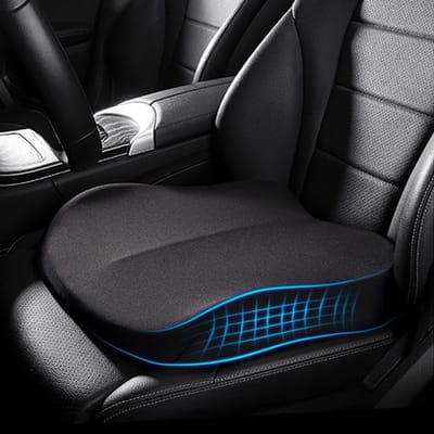 Zitverhoger voor volwassenen, wigvormig zitkussen van traagschuim, effectief 3,94 inch toevoegend, accessoire voor lange afstanden in de auto (zwart)