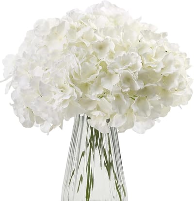 Kunstmatige Hortensia's - Zijde Bloemen - Bruiloft Decoratie - Realistisch Uiterlijk - 12 Stuks - Wit