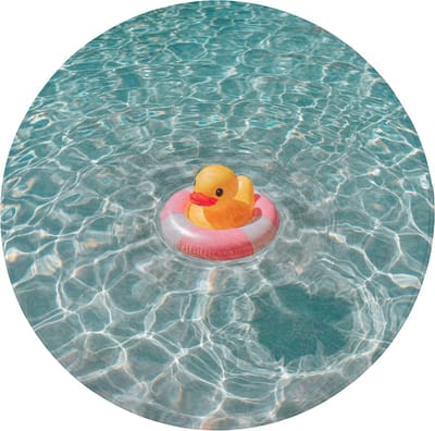 WC mat rond 70x70 cm - Antislip - Badeend - Zwemband - Geel - Toiletmat - Vloermat - Douchemat - Toilet tapijt - Toiletmatten