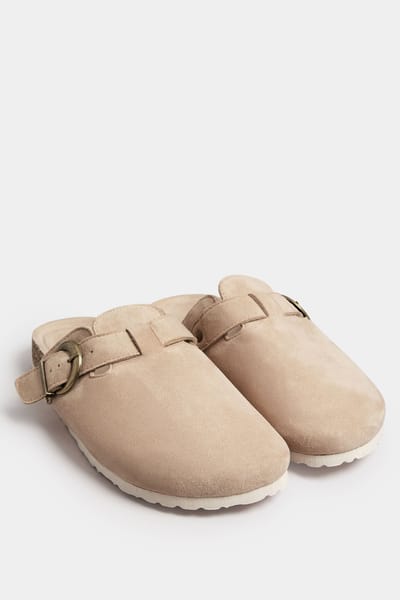 Yours Instapklompen Van Imitatiesuède In Een Extra Brede Pasvorm In Beigesize 38EEE