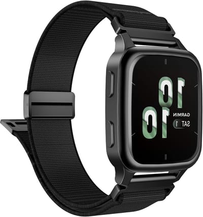 Rekbare Nylon Horlogeband voor Garmin Vivoactive en Venu Series, Zwart, Comfortabel en Duurzaam