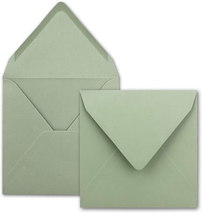 100x Vierkante Enveloppen Eucalyptus Groen 15,5x15,5 cm Zonder Venster voor Uitnodigingen
