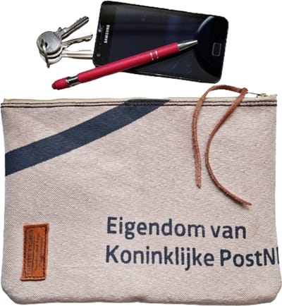Toetie & Zo - Etui - PTT Post L - Stof - Beige - Mobieltas - Makeuptas - Sleutelmap