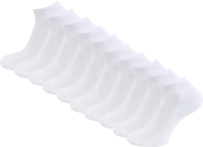 10 paar Badstof Sneakersokken - Lage Werk & Sportsokken - Extra gevoerd - Naadloos - SQOTTON® - Wit - Maat 35-38