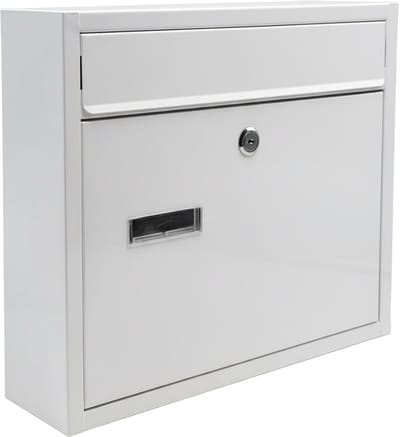 Brievenbus met slot - 31 x 36 x 10 cm - metaal - wit