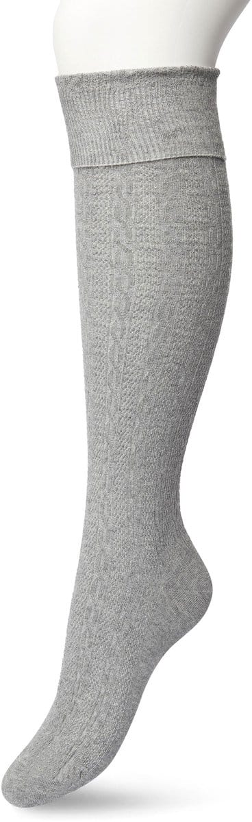 Bonnie Doon Bio Kabel Kniekousen Dames Grijs maat 36/42 - Klassiek Kabel patroon - Biologisch Katoen - Uitstekend comfort - Classic Cable Knee High - OEKO-TEX - Gladde Naden - Duurzaam Huidvriendelijk Bio Katoen - Medium Grey Heather - BP211507.112