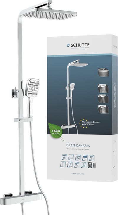 Schütte GRAN CANARIA Regendouche Set Chroom met Thermostatische Kraan en Handdouche
