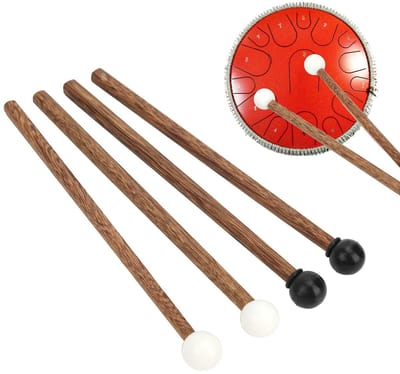 Allecto - Drum Mallets - 4 Delige Stalen Drumstok - Rubber Hamerkop - 16.5 cm - Geschikt voor Kinderen - Percussie