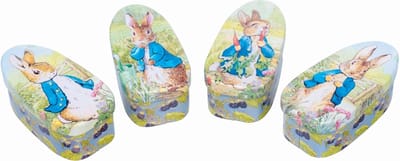 Blikje Peter Rabbit ovaal 4 ass. 5,5x4x10,5cm