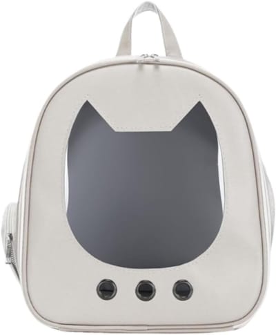 Reisrugzak Huisdieren - Draagtas Kat Hond - Veilig Reizen - Transparant Venster - 31x20x35cm - Beige