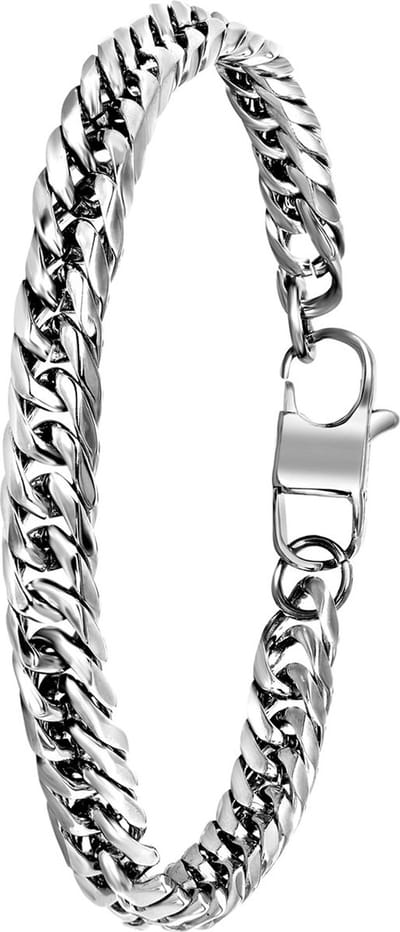 Lucardi Heren Armband gourmet - Staal - Armband - Vaderdag Cadeautje - 21 cm - Zilverkleurig