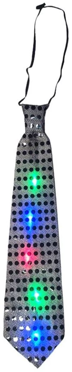Scoby - LED Stropdas - Lichtgevende Stropdas - Party Stropdas - Feest Accessoire - LED Tie - Pailletten Design - Zwart