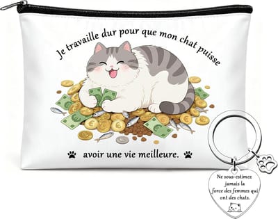 Make-up tas voor kattenliefhebbers, schattige katten sleutelhanger cadeau, grappige tekst, perfect voor verjaardagen en speciale gelegenheden