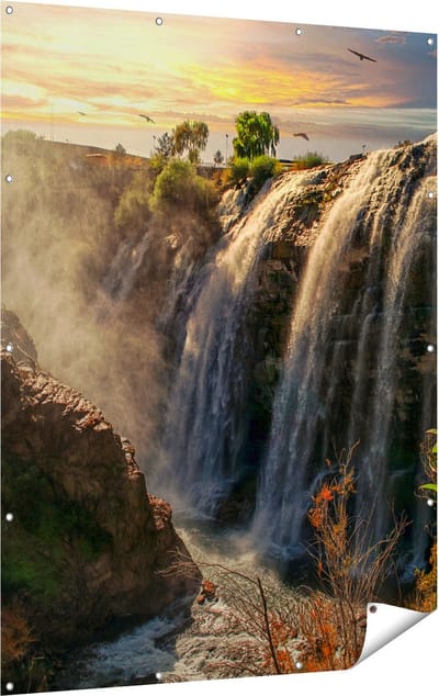 Gards Tuinposter Watervallen vanaf de Kliffen - 120x160 cm - Tuindoek - Tuindecoratie - Wanddecoratie buiten - Tuinschilderij