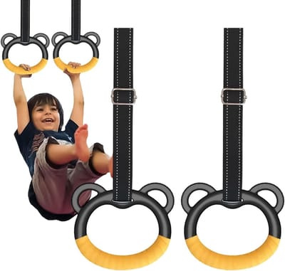 Gymnastiek Ringen Kinderen - Turnringen Kind - Kracht en Coördinatie - Sterke Belastbaarheid - 200 kg - Zwart