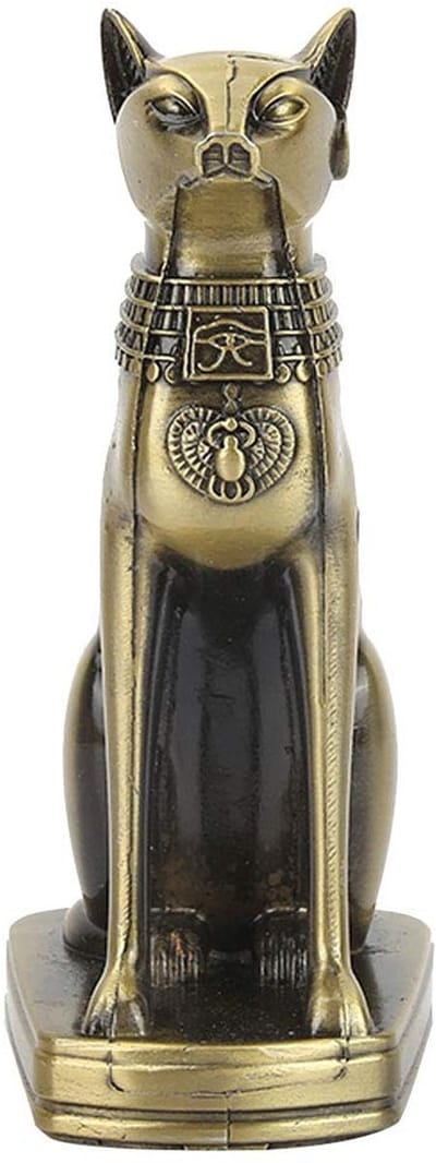 Cosensi- Kat Beeldje Vintage - Decoratie Beeld - Egyptische Kat - Woondecoratie - Hoogte 15 cm - Duurzaam Ijzer - Decoratiebeeld