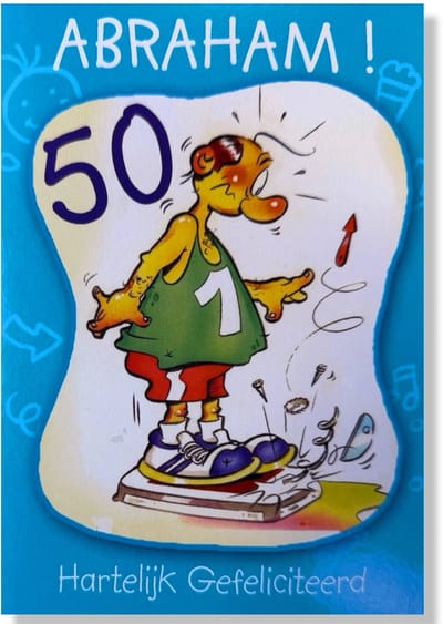 Hoera 50 jaar! Luxe verjaardagskaart Abraham - 12x17cm - Gevouwen Wenskaart inclusief envelop - Leeftijdkaart