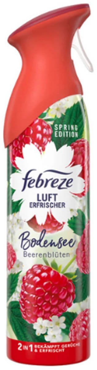 Lentegeur Febreze Luchtverfrisser Bodensee Beerenblüten | 1x 185 ml - Met zoete geur van bessenbloesem | Verfrist en Bestrijd onaangename geurtjes