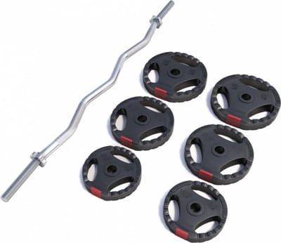 Gorilla Sports EZ Curlset 25 kg - Gripper Kunststof - Halterstang met gewichten – Halterset