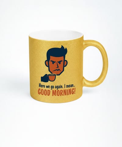 Glitter Mok "Good Morning" - Humoristische Koffiemok met Eigenwijs Design