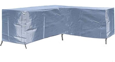 COVER UP HOC - Diamond hoes tuinmeubelen - 255x255x100x70 cm - tuinset beschermhoes waterdicht met Stormbanden, Trekkoord en Afwaterings HOCCIE - Zilvergrijze hoes L-vormige tuinmeubel - Loungesethoes - Tuinmeubelhoes - Tuinsethoes