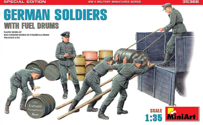 MiniArt Modelbouwpakket Militaire voertuigen - 35366 German Soldiers with Fuel Drums - Special Edition Plastic - 1:35 - Modelbouw