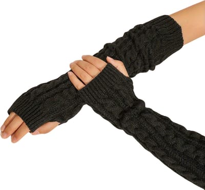 Nivard Polswarmers - Armwarmers Dames - Duimopening - Wol - Armstukken - Winter - Zwart