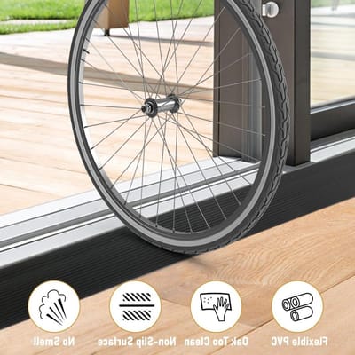 Drempelrampe voor rolstoelen en scootmobielen, antislip oppervlak, rubberen constructie, ideaal voor strollers en rollators (Zwart, 150X8X3CM)