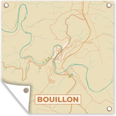 Tuin poster Stadskaart - Plattegrond - Bouillon - Kaart - Vintage - 200x200 cm - Tuindoek