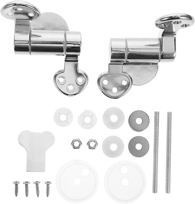 Toiletbril Scharnierset - Zinklegering Onderdelen - Badkamer Reparatie - Zacht Sluitmechanisme - 2 Sets - Zilverkleurig