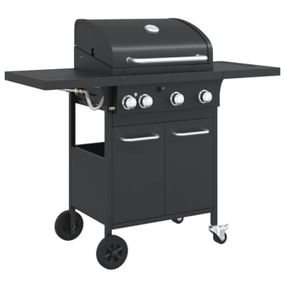 vidaXL Gasbarbecue met 4 branders gepoedercoat staal zwart