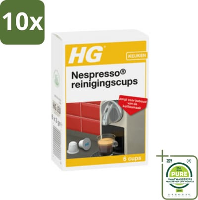 10 x HG Nespresso Reinigingscups 6 stuks per verpakking - Grootverpakking - Nespresso Reiniging - Koffiemachine Schoonmaken - Nespresso Cuphouder Schoonmaken - Koffievet Verwijderen - Koffie-aanbaksel Verwijderen