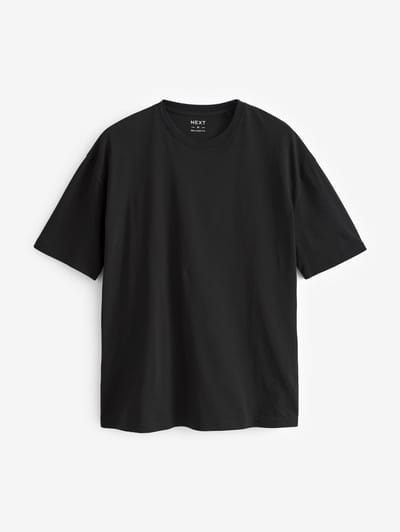 Next - Heren - Relaxed fit - Essentieel katoenen T-shirt met ronde hals - Zwart