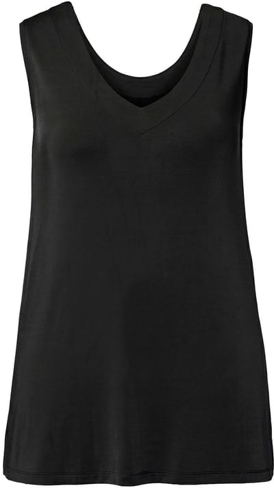 Ulla Popken - Dames - Slinky omkeerbare top ronde hals/V-hals mouwloos - Zwart - Maat 42+